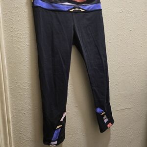 lululemon athletica Black Leggings with Blue and Pink Accents